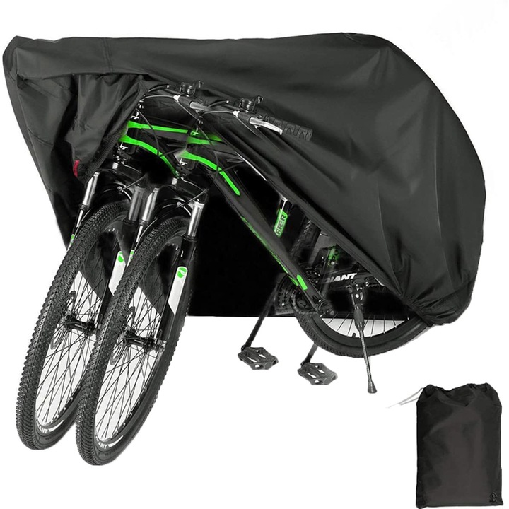 Husa dubla pentru biciclete, Zola, ideala pentru protectie, neagra, 190x110x68 cm, biciclete de 26 – 28 inch