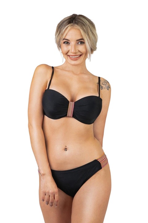 Бански костюм от две части черен 02, Полиестер, Вискоза, Черен