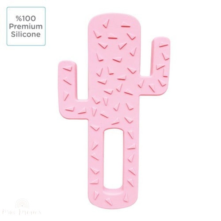 Szilikon ergonómikus rágóka, kaktusz, pinky pink | Minikoioi