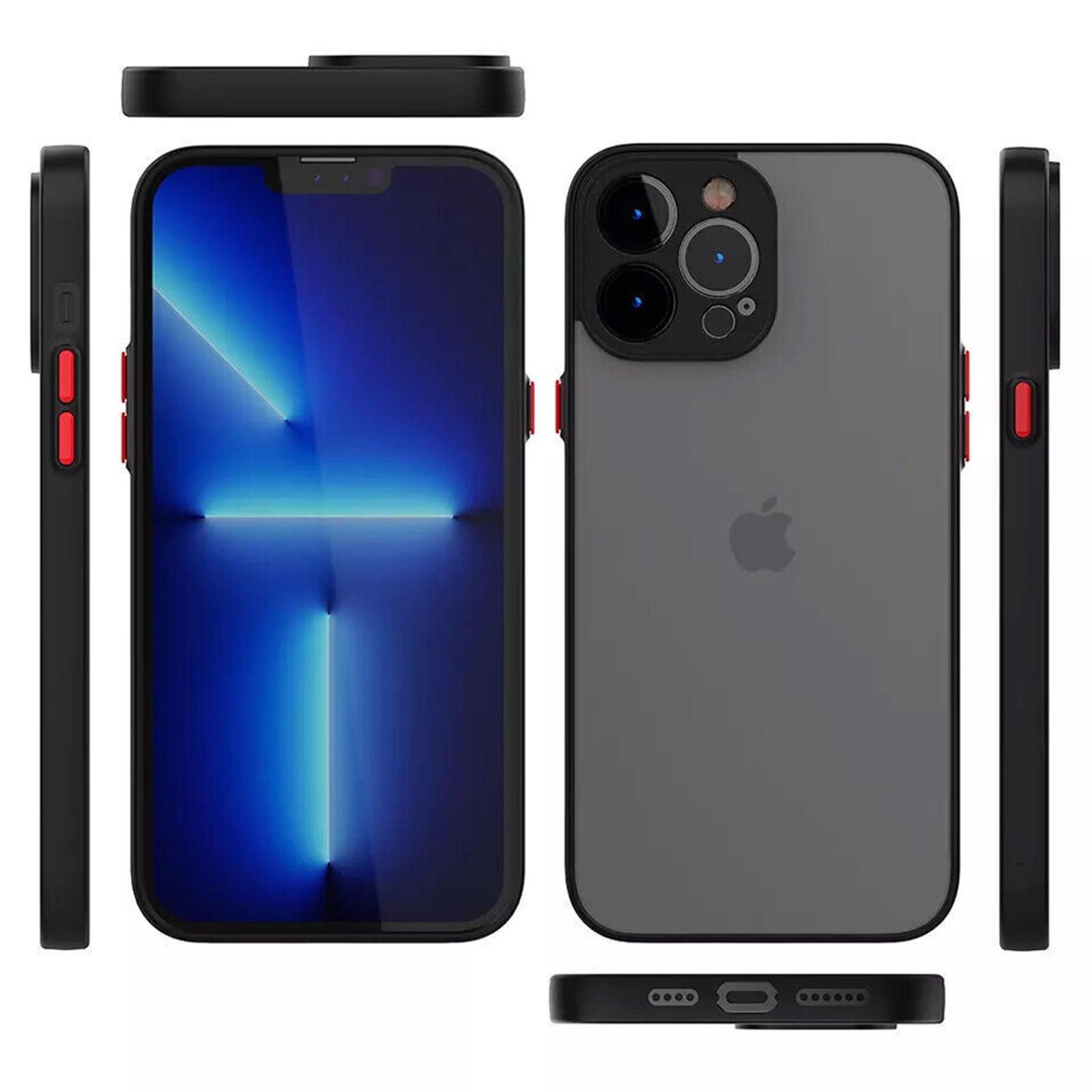 Husa cu protectie la camere si finisaj mat, NUODWELL, Compatibila cu iPhone 15 Pro, Design ultra slim, Antizgarieturi si rezistent la socuri, TPU/PC, Negru