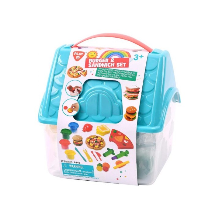 Set plastilina PlayGo Burger si Sandwich 4 culori, 16 x 16 x 18 cm