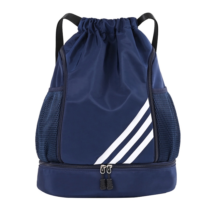 Спортна чанта, Vaxiuja, баскетболна топка, дизайн на шнур, рамене, найлон, 34 x 15 x 42 см, син