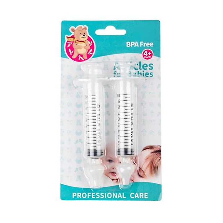 Set 2 seringi pentru curatarea nasului bebelusilor, LLWL, 2 x 10 ml, 12 cm
