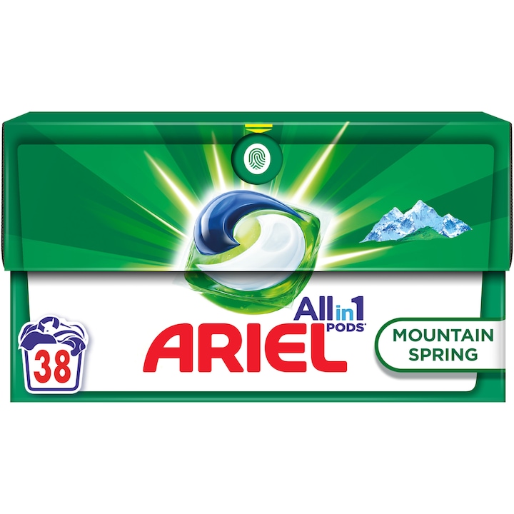 Detergent de rufe capsule Ariel Mountain Spring, 38 spalari