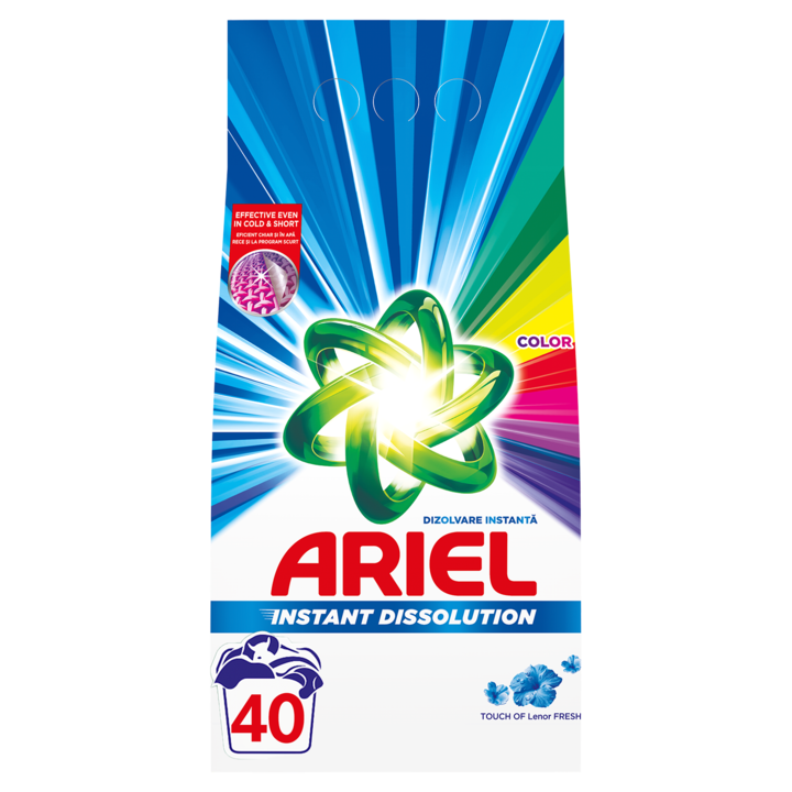 Detergent de rufe pudra Ariel Touch of Lenor Color, 40 spalari