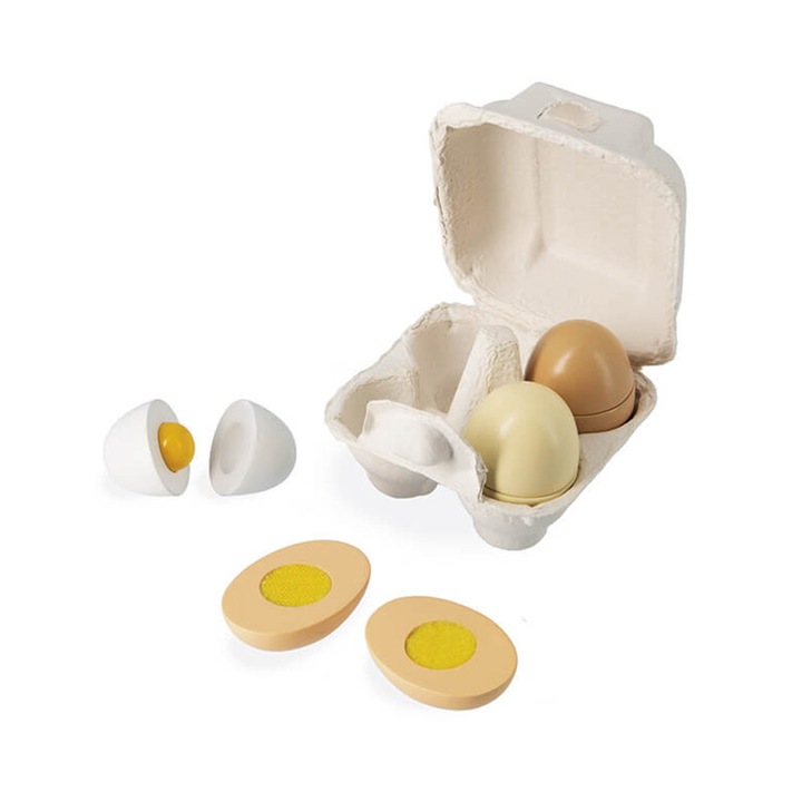 Játszókészlet, Janod, 4 tojás, fa, 3 év+