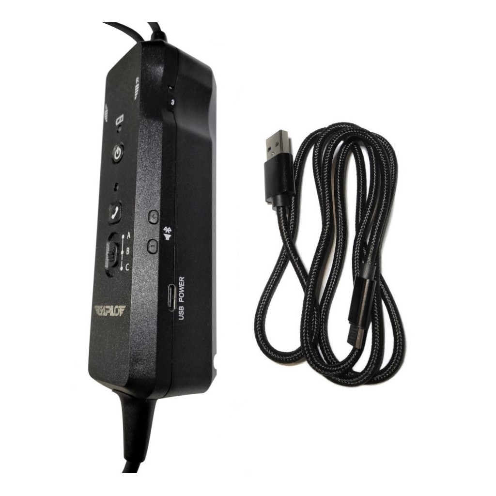 Casti de aviatie, Gapilot, Bluetooth, Negru/ Gri