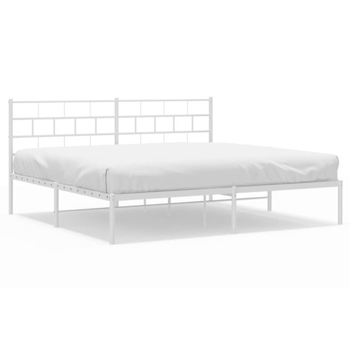 Метална рамка за легло с горна табла vidaXL, Бяла, 180x200 см, 21.7 Kg