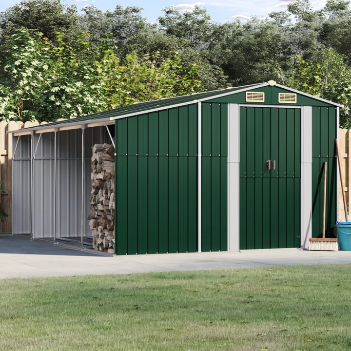 Magazie gradina, vidaXL, 277x365.5x179cm, Otel, Verde