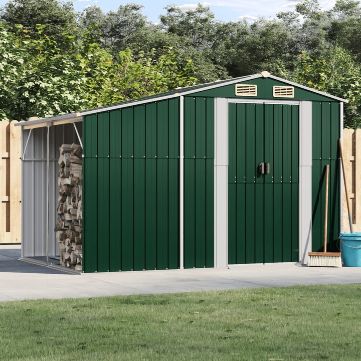 Magazie gradina, vidaXL, 277x192.5x179cm, Otel, Verde