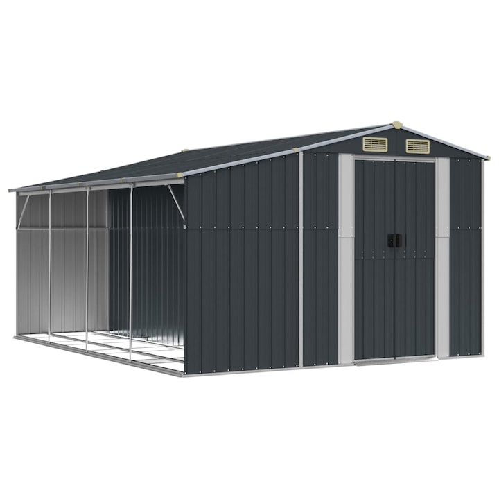 VidaXL antracitszürke horganyzott acél kerti fészer 277x365,5x179 cm 3188294