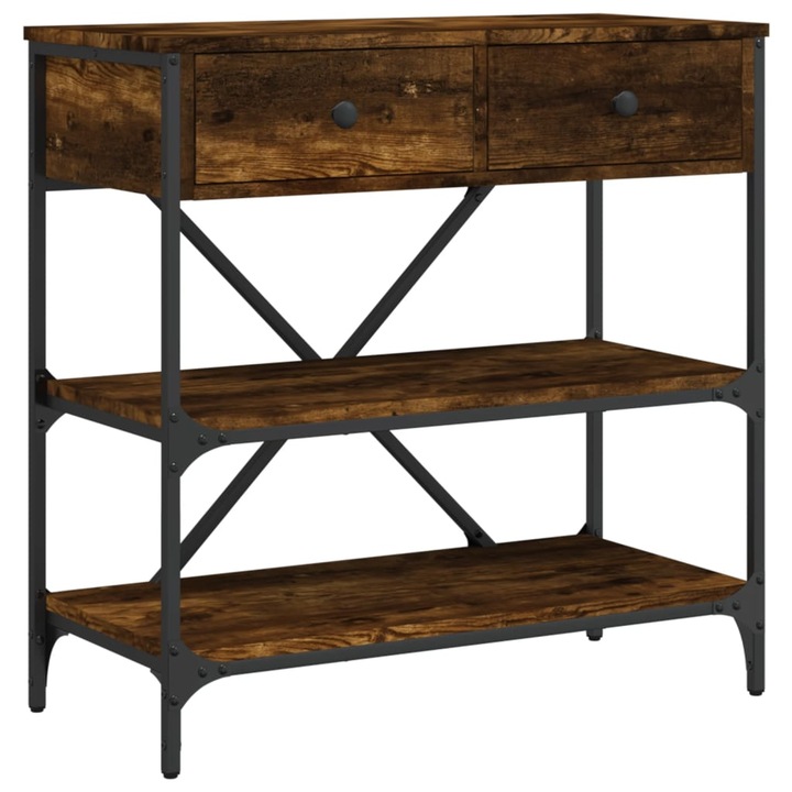 Конзолна маса vidaXL, Опушен дъб, 75x34, 5x75 см, Инженерно дърво, 18.4 Kg