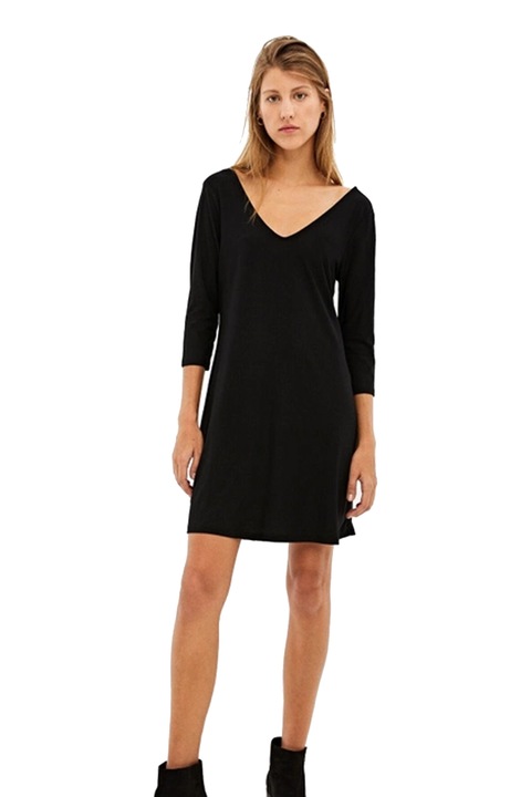 Rochie scurta pentru femei, Springfield, Poliester, maneci 3/4, negru, Negru
