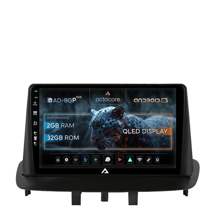 Navigáció Renault Megane 3 (2009-2016), Autodrop, Android, Octacore, 2GB RAM + 32GB ROM, QLED 9 hüvelyk, CarPlay, Androi