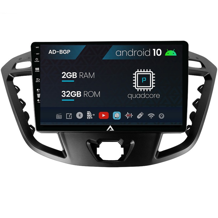 Navigációs autodrop Ford Transit, Tourneo (2012-2020), Android 10, P-Quadcore, 2GB RAM, 32GB ROM, 9 hüvelyk - AD-BGP9002, AD-BGRKIT123