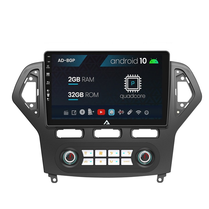 Navigációs autodrop Ford Mondeo (2007-2010) Automatikus klímavezérlés, Android 10, P-Quadcore, 2GB RAM, 32GB ROM, 9 hüvelyk - AD-BGP9002, AD-BGRKIT127