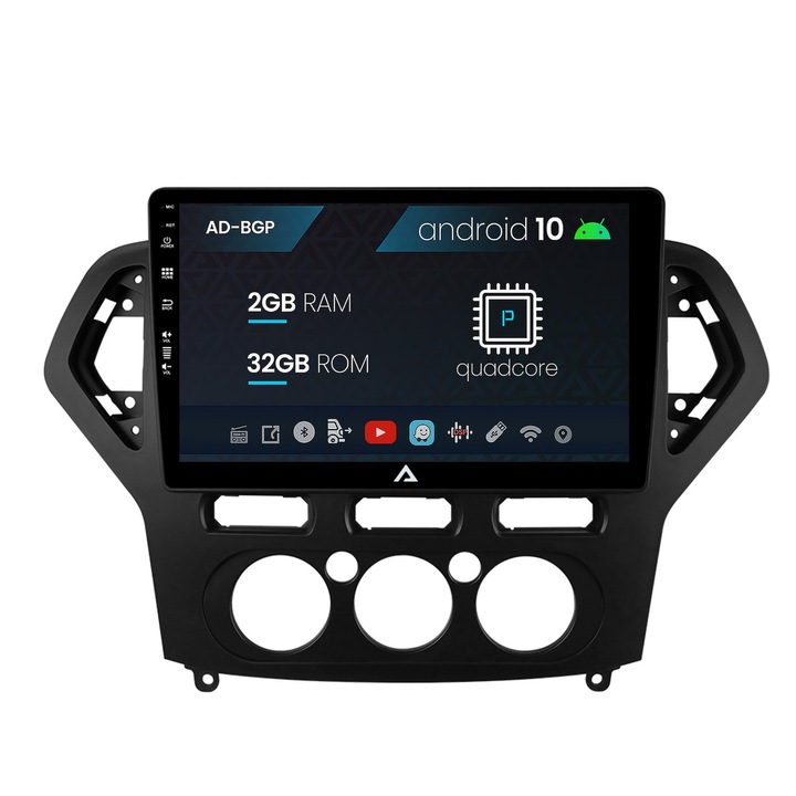 Navigációs autodrop Ford Mondeo (2007-2010) klímakézikönyv, Android 10, P-Quadcore, 2GB RAM, 32GB ROM, 9 hüvelyk - AD-BGP9002, AD-BGRKIT126