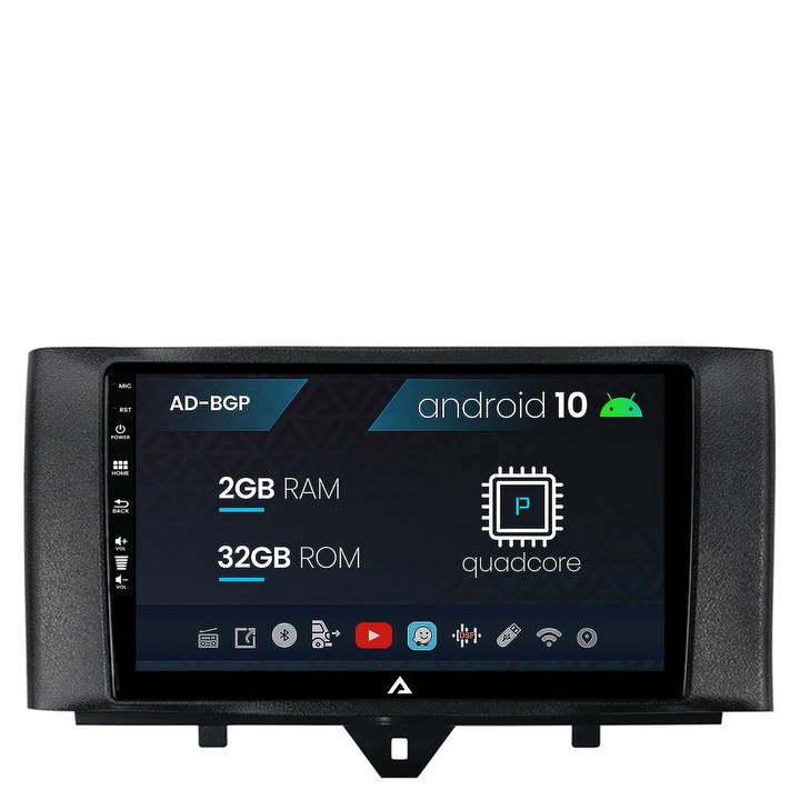 Navigáció Autodrop Smart for Two (2010-2015), Android 10, P-Quadcore, 2GB RAM, 32GB ROM, 9 hüvelyk - AD-BGP9002, AD-BGRKIT409