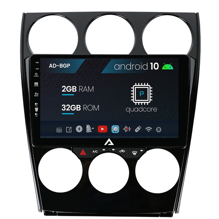 Navigációs autodrop Mazda 6 (2002-2008), Android 10, P-Quadcore, 2GB RAM, 32GB ROM, 9 hüvelyk - AD-BGP9002, AD-BGRKIT321