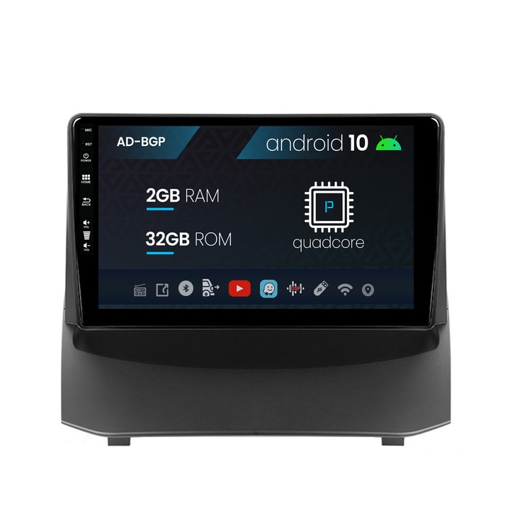 Navigációs autodrop Ford Fiesta (2009-2018), Android 10, P-Quadcore, 2GB RAM, 32GB ROM, 9 hüvelyk - AD-BGP9002, AD-BGRKIT131