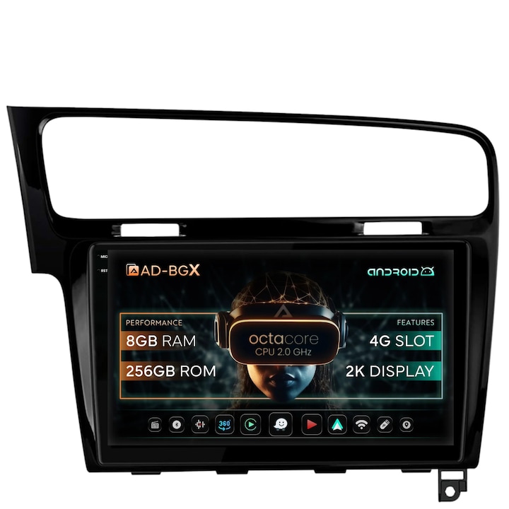 Navigáció 2K Volkswagen GOLF 7, Autodrop, Android, Octacore, 8GB RAM + 256GB ROM, QLED 10.36 hüvelyk, CarPlay, Android A
