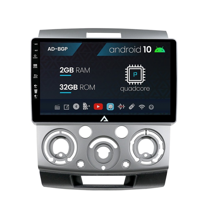 Navigációs autodrop Ford Ranger, Mazda BT50 (2007-2012), Android 10, P-Quadcore, 2GB RAM, 32GB ROM, 9 hüvelyk - AD-BGP9002, AD-BGRKIT136