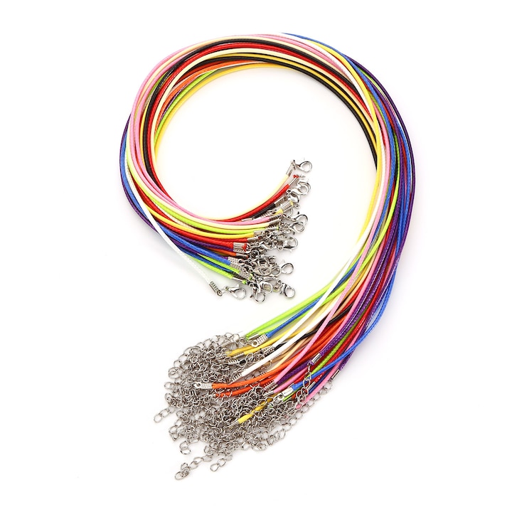 Set 50 de snururi pentru bijuterii, Sunmostar, Bumbac, Multicolor