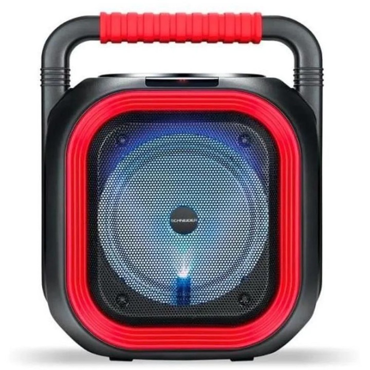 Музикална тонколона Schneider GMSCMINIHPBR, 45 W, Bluetooth, LED дисплей, Черна/Червена