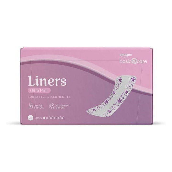 Set 28 absorbante zilnice LINERS Ultra Mini for Little Discomforts, fara parfum, Amazon Basic Care