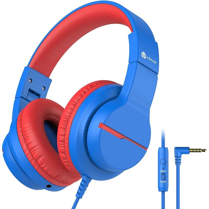 Casti, iClever, HD stereo, 40mm drivere, microfon incorporat, pentru copii, functie de partajare sunet