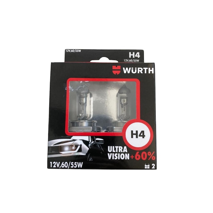 Set 2 becuri H4 Wurth ultravision +60%
