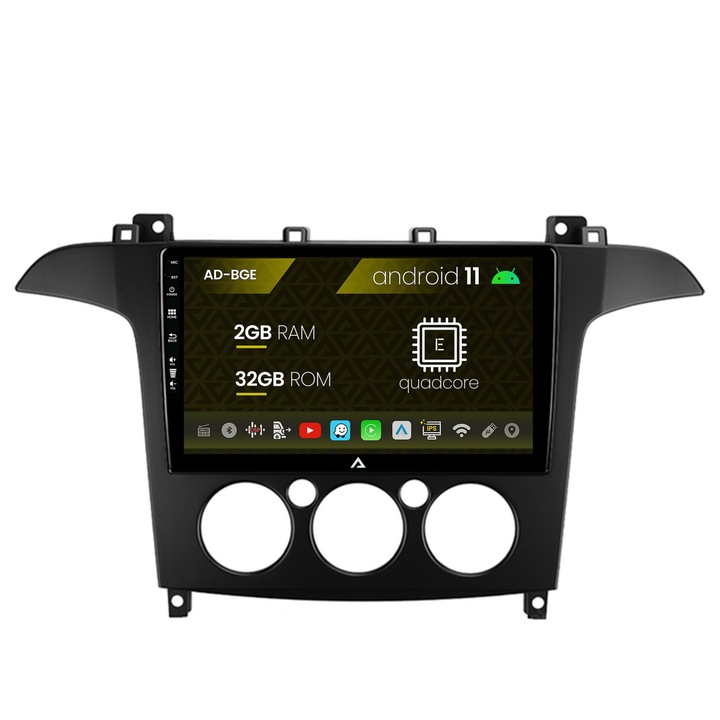 Navigáció Autodrop Ford S-MAX (2006-2015) klímakézikönyv, Android 11, E-Quadcore, 2GB RAM, 32GB ROM, 9 hüvelyk - AD-BGE9002, AD-BGRKIT124