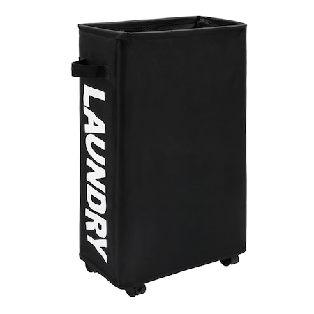 Cos pentru rufe cu roti, GOGOU®, Textil, 42l, 57x39x19 cm, Negru - eMAG.ro