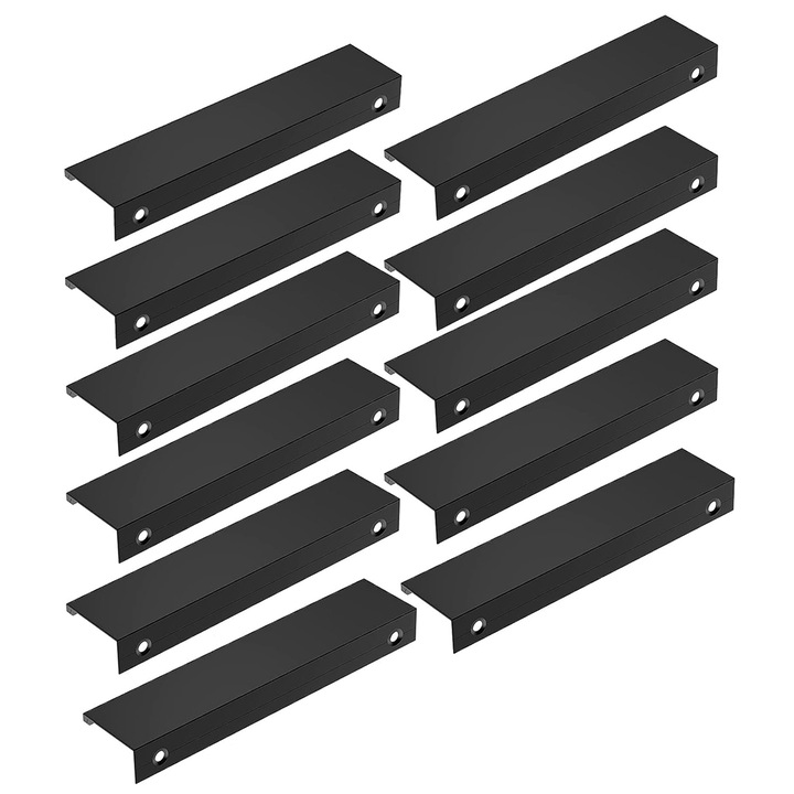 10 db-os fogantyú bútorokhoz, GOGOU®, alumínium, L 150 mm, rejtett fogantyúk, fekete