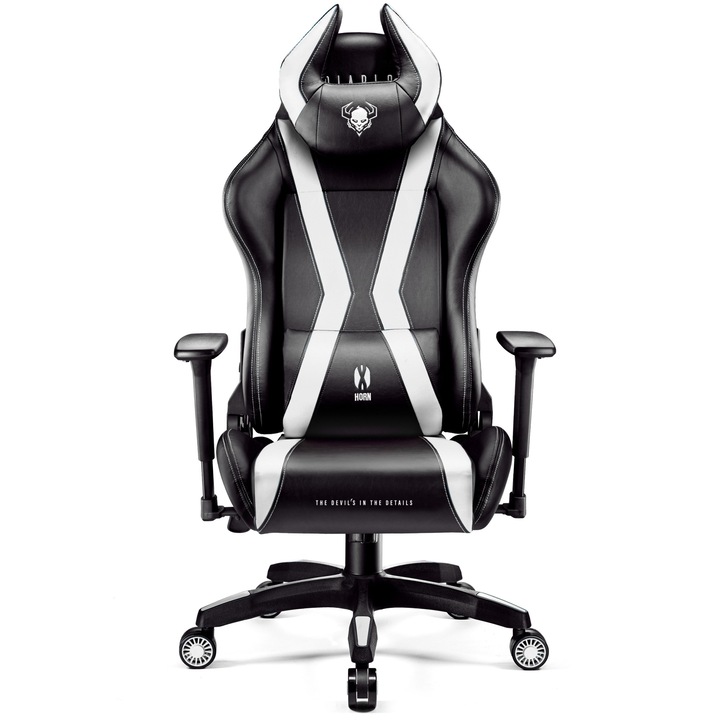 Scaun gaming Diablo X-Horn 2.0 King Size: negru-alb Diablochairs