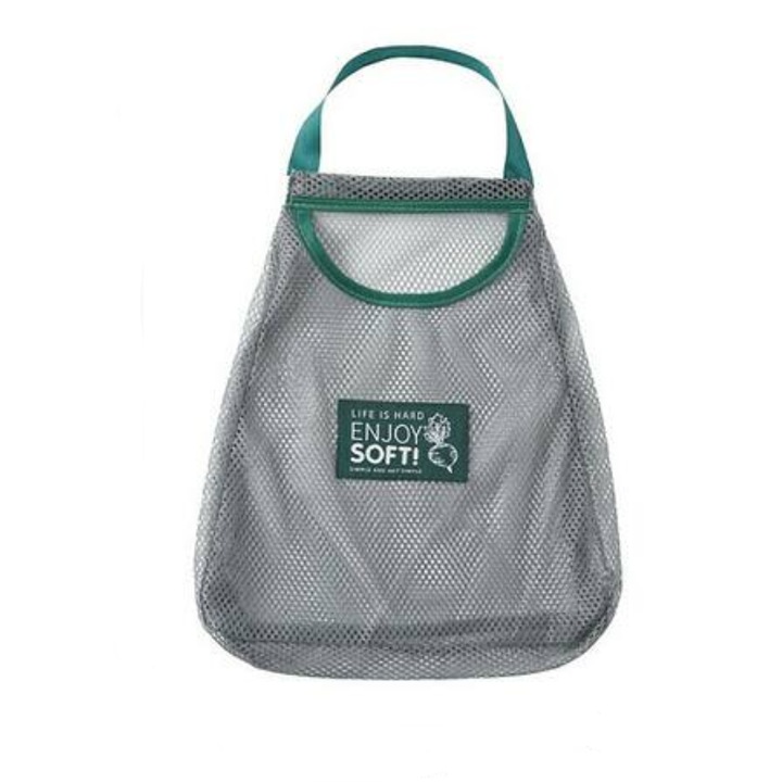 Plasa pentru depozitare fructe si legume, cu maner, 25x27x5cm, Gri