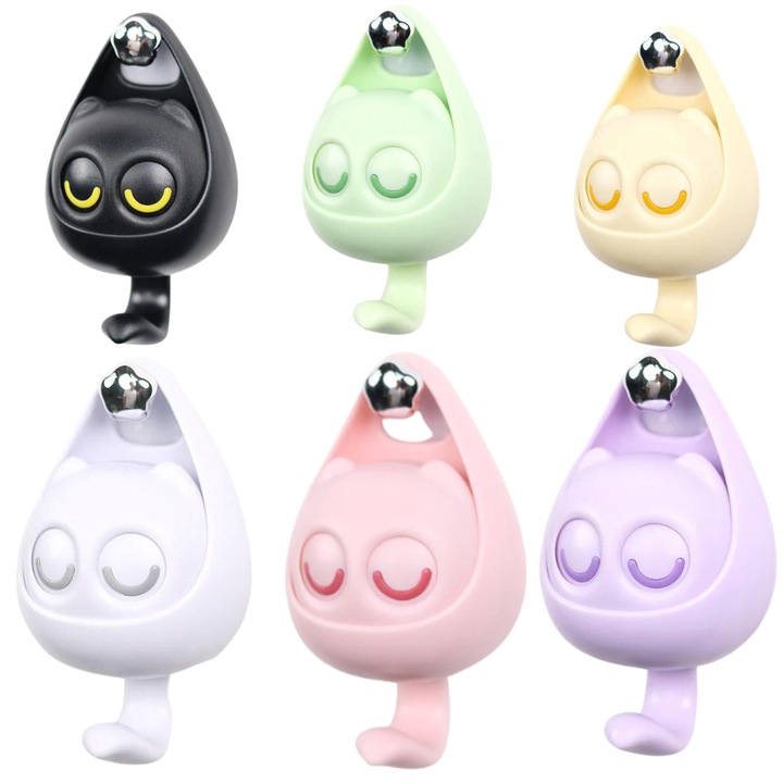Set 6 buc Agatatori Miscatoare, Animate si AutoAdezive BellFyd, tip Cuier, Instalare Rapida, Rezistenta 5 Kg, cu Design de Pisica Zambitoare, Rezistente la Apa si Umezeala Pentru Baie, Hol, Usa, Bucatarie, Dulapuri, Multicolore
