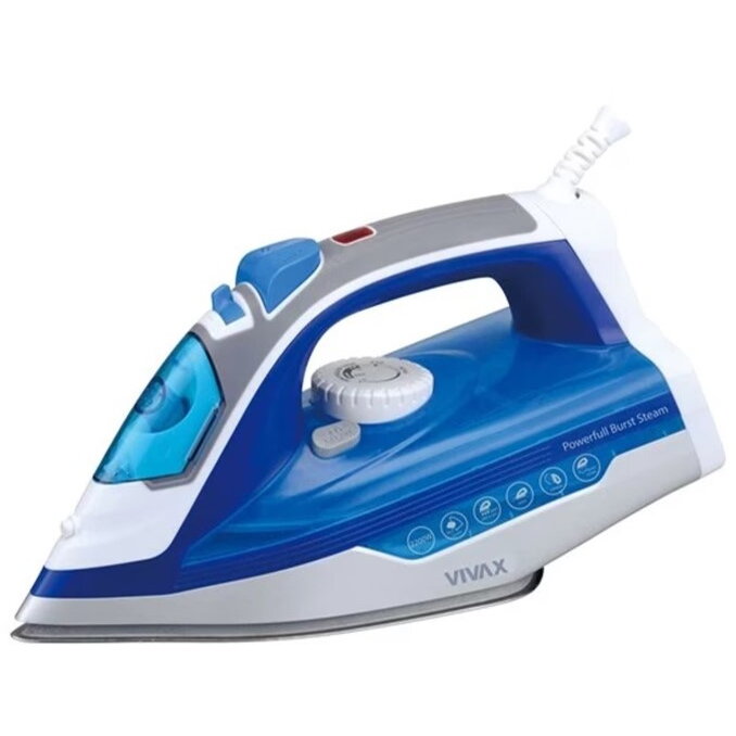 Fier de calcat cu abur Vivax IR-2200SS, Putere 2200W, termostat reglabil, rezervor de apa 320ml, Albastru