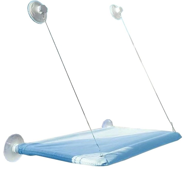 Pat suspendat pentru pisici, tip hamac, Addachic, Albastru