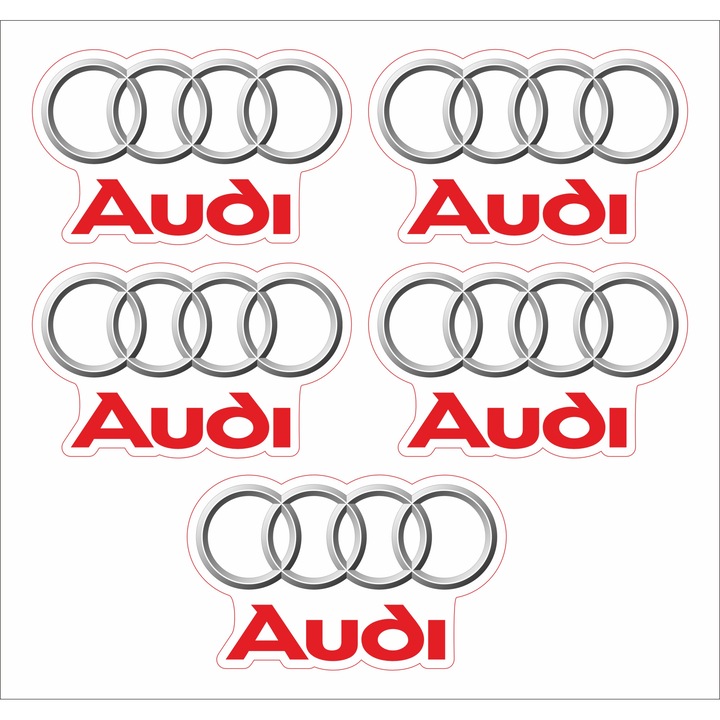 Set 5 stickere decorative de exterior/interior, Audi, 10 cm fiecare