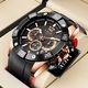 Мъжки часовник Lige Quartz Analog Casual Fashion Chronograph Black/Red