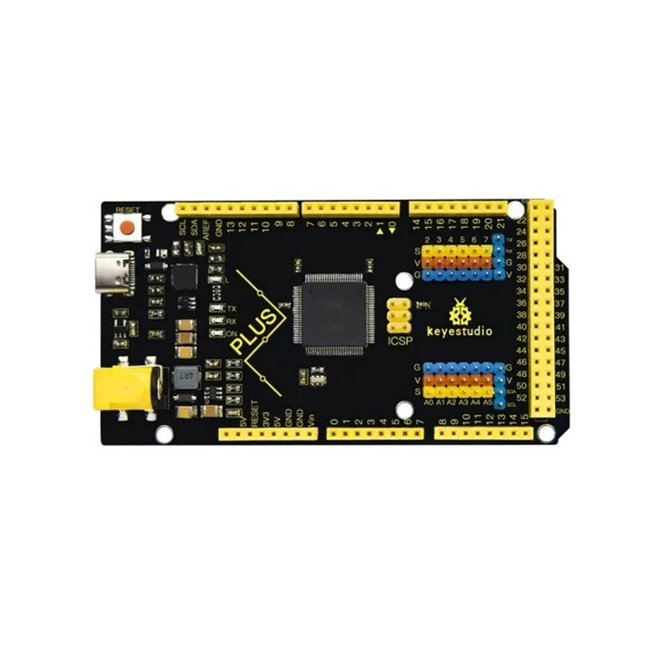 Placa Dezvoltare ATmega2560-16AU, Keyestudio Mega Plus, Compatibila cu Arduino, Negru