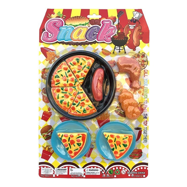 Műanyag pizza készlet, 3 db, 28x43cm, Többszínű