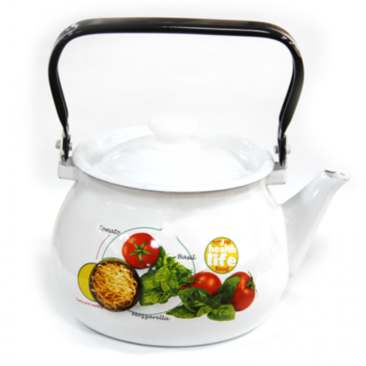 Ceainic MOTARELA emailat cu capac 2L, otel carbon