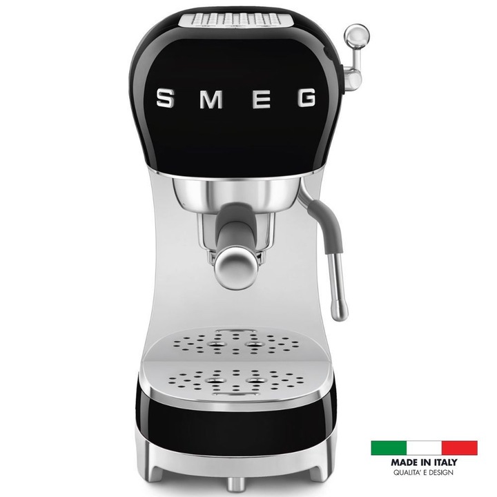 Еспресо кафемашина Smeg ECF02BLEU, 50's Style, 1350 W, 15 бара, Черна