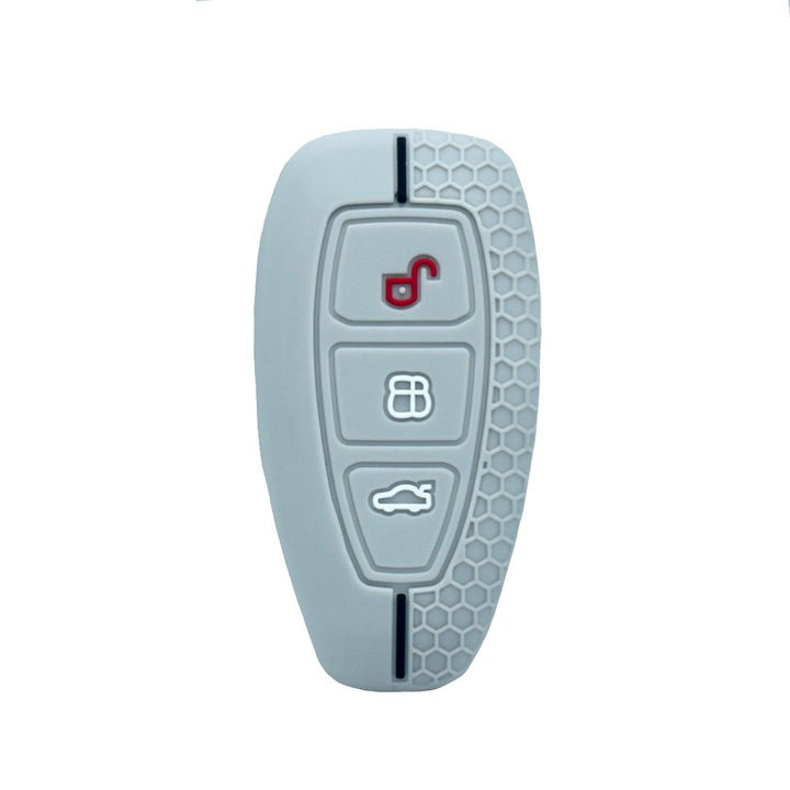 Калъф за безконтактен ключ за Ford Focus, Mondeo, Fiesta, Kuga, Ecosport, спортен модел, светло сив
