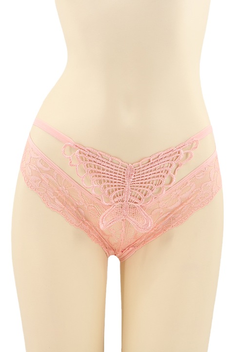 Chiloti sexy brazilieni, model cu broderie fluture DZK-X1570roz deschis 93332, Roz deschis, 2XL