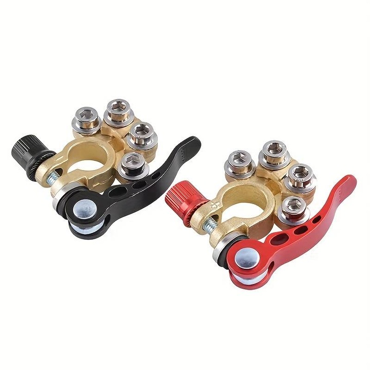 Комплект от две Професионални клеми, автомобилен акумулатор, с четири клеми и бързо освобождаващи се скоби