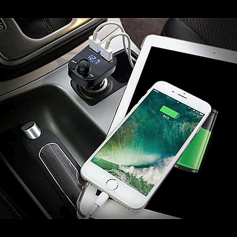 Modulator Auto FM, Bluetooth, 2x USB pentru Incarcare si Redare Muzica ...