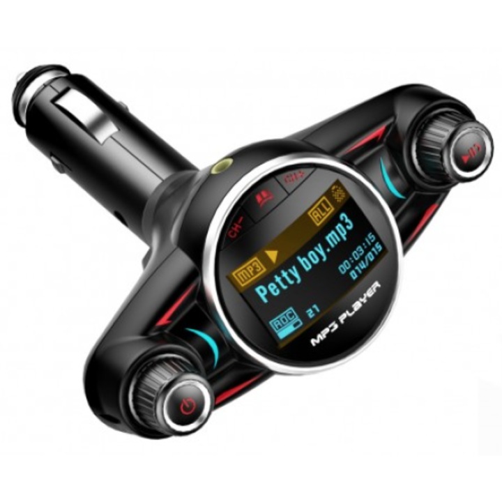 Adómodulátor, FM Auto, BT08, Bluetooth 5.0, EDR A2DP, fekete